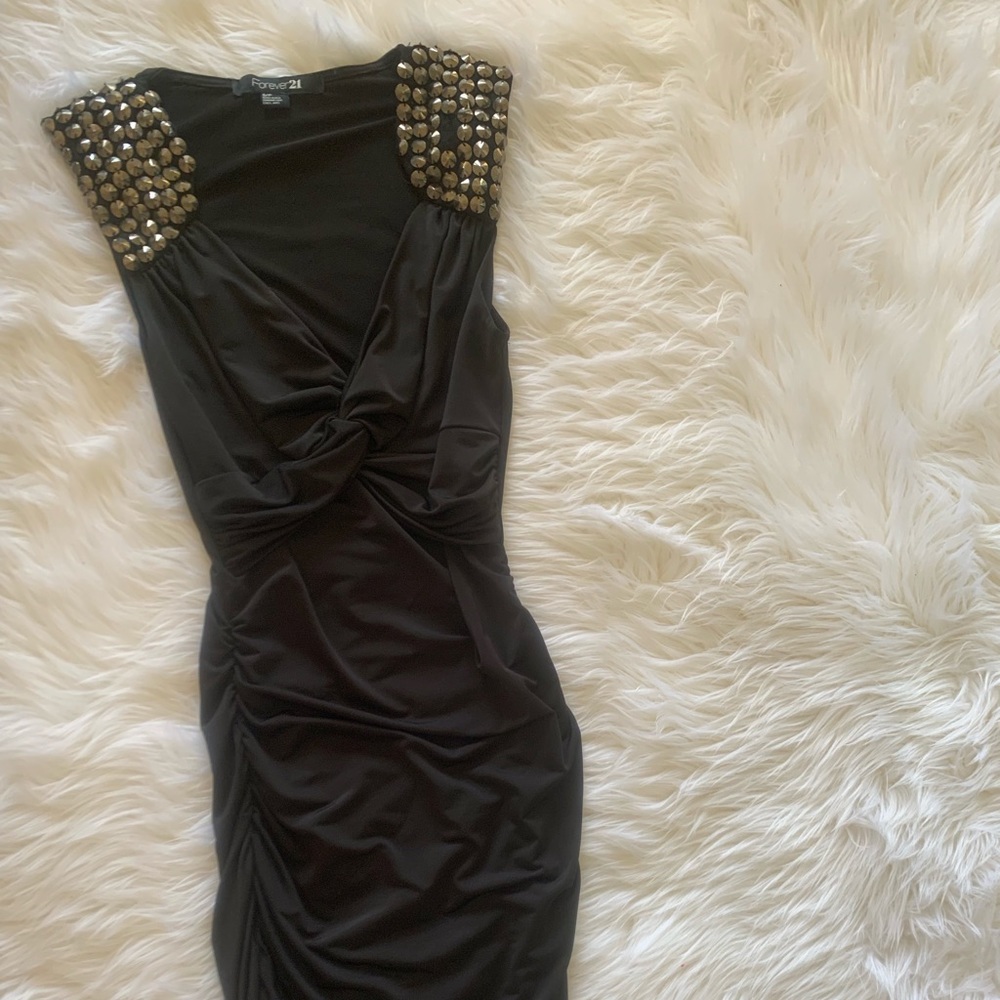 Studded black ruched Dress